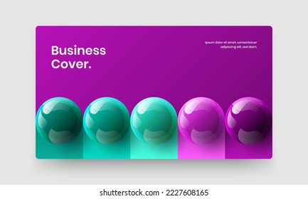 Unique 3D spheres annual report illustration. Geometric website design vector concept.