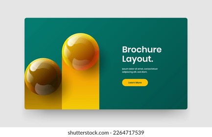 Unique 3D spheres banner layout. Simple website screen design vector illustration.