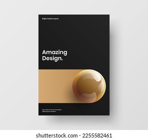 Unique 3D spheres catalog cover template. Isolated corporate identity A4 vector design concept.