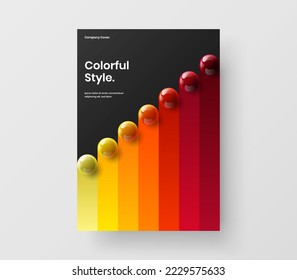 Unique 3D spheres corporate identity layout. Simple magazine cover design vector concept.