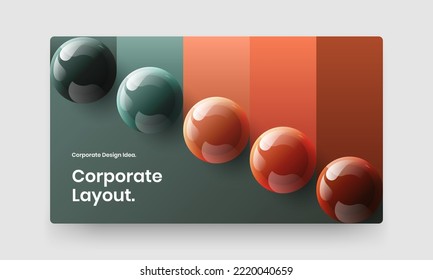Unique 3D spheres journal cover template. Multicolored site vector design illustration.