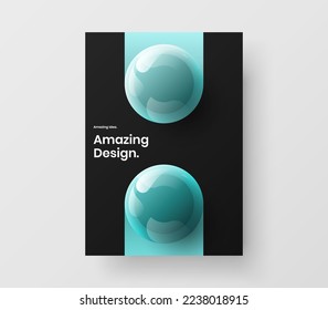 Unique 3D spheres pamphlet illustration. Amazing annual report vector design layout.