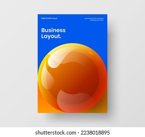 Unique 3D spheres placard concept. Multicolored corporate identity A4 design vector illustration.