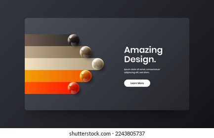 Unique 3D spheres presentation concept. Geometric company brochure design vector template.