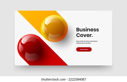 Unique 3D spheres presentation illustration. Clean website vector design concept.