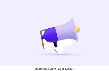 unique 3d style megaphone speaker loudspeaker bullhorn announce icon trendy symbols isolated on background.3d design cartoon style. 