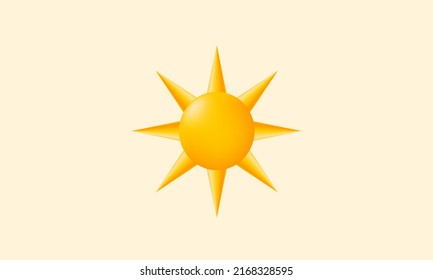 unique 3d sun realistic illustration summer isolated on background.Trendy and modern vector in 3d style.