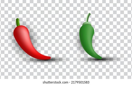 unique 3d two chili red and green icon design isolated on transparant background.Trendy and modern vector in 3d style.