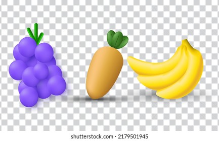 unique 3d vegetable fresh set icon design isolated on transparant background.Trendy and modern vector in 3d style.