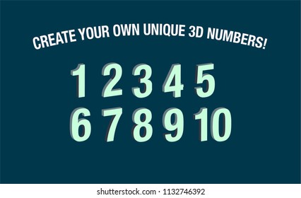 Unique 3D Vetor Numbers from 1-10