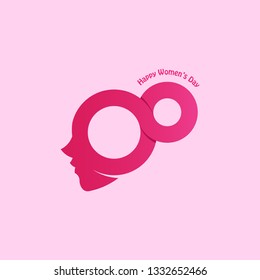 Unique 8 March logo design in pink, women's day.  