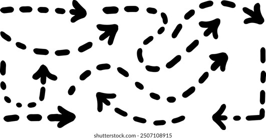 Unique abstract arrows with artistic hand-painted brush strokes