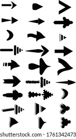 Iconos de flechas únicas y abstractas. Colección vectorial de flechas. Flecha. Cursor. Modernas flechas simples. Ilustración del vector