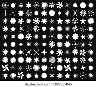 Einzigartige abstrakte künstlerische Radial- und geometrische Mandala, Motivsymbol-Set