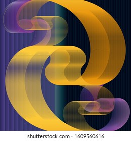 Unique abstract artwork with flowing bands of bright colors against a contrasting dark background.