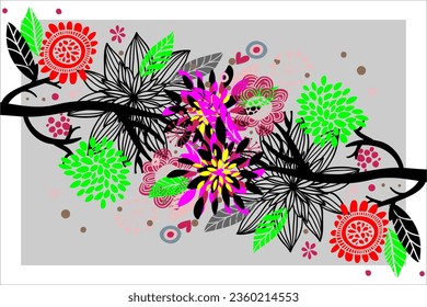 Unique abstract background design shaped like colorful plants and flowers