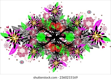The unique abstract background design shaped like colorful plants and flowers looks beautiful
