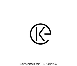 Unique, Abstract , Creative and simple alphabet  letter EK,KE,K and E logo in circle shape  