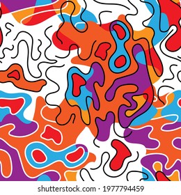 Unique abstract decorative seamless artwork with hand drawn wave shapes and lines