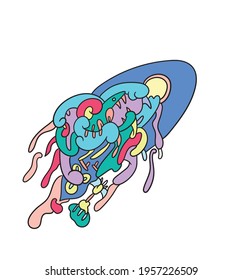 unique abstract design with rocket and mustard ornaments