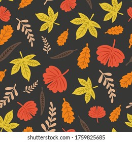 Unique Abstract Doodle Autumn Leaf Floral Flower Seamless Pattern Design