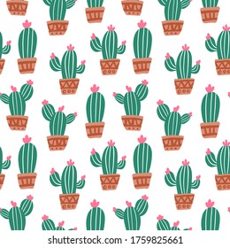 Unique Abstract Doodle Cactus Floral Flower Seamless Pattern Design