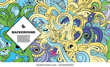 Unique abstract doodle illustration ideal for website backgrounds, landing pages, templates, and book or magazine covers.