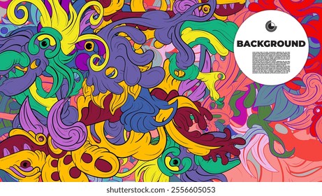 Unique abstract doodle illustration ideal for website backgrounds, landing pages, templates, and book or magazine covers.
