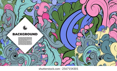 Unique abstract doodle illustration ideal for website backgrounds, landing pages, templates, and book or magazine covers.