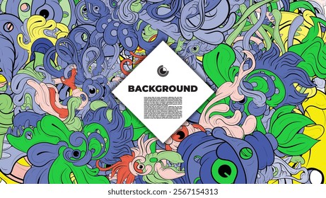 Unique abstract doodle illustration ideal for website backgrounds, landing pages, templates, and book or magazine covers.