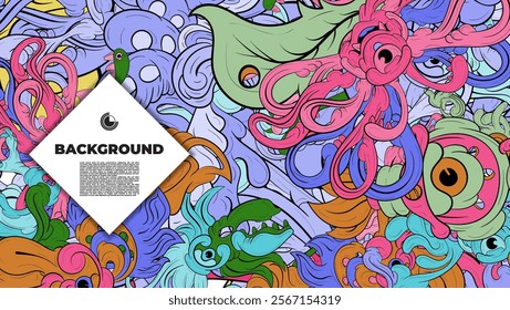 Unique abstract doodle illustration ideal for website backgrounds, landing pages, templates, and book or magazine covers.