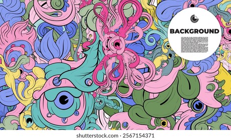 Unique abstract doodle illustration ideal for website backgrounds, landing pages, templates, and book or magazine covers.
