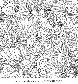 Unique Abstract Doodle Leaf Floral Flower Seamless Pattern Design