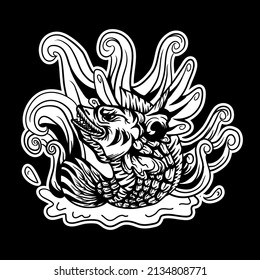 Einzigartige abstrakte handgezeichnete Vektorgrafik für Tattoaufkleber etc.