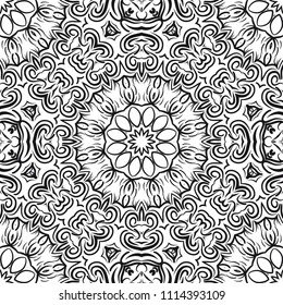 Unique, abstract floral color pattern. Seamless vector illustration. For design, wallpaper, background, ornament, bohemian print.