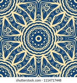 Unique, abstract floral color pattern. Seamless vector illustration. For design, wallpaper, background, ornament, bohemian print.