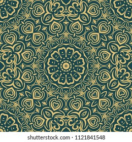 Unique, abstract floral color pattern. Seamless vector illustration. For design, wallpaper, background, ornament, bohemian print.