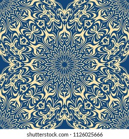 Unique, abstract floral color pattern. Seamless vector illustration. For design, wallpaper, background, ornament, bohemian print.