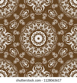Unique, abstract floral color pattern. Seamless vector illustration. For design, wallpaper, background, ornament, bohemian print.