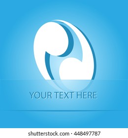 unique abstract forms. Paper blue sticker as bookmark. Vector illustration.