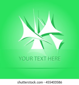 unique abstract forms. Paper green sticker as bookmark. Vector illustration.