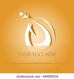 unique abstract forms. Paper orange sticker as bookmark. Vector illustration.