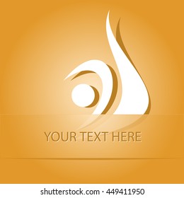 unique abstract forms. Paper orange sticker as bookmark. Vector illustration.