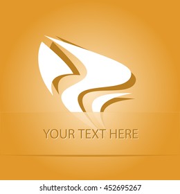 unique abstract forms. Paper orange sticker as bookmark. Vector illustration.