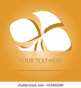 unique abstract forms. Paper orange sticker as bookmark. Vector illustration.