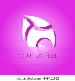 unique abstract forms. Paper purple sticker as bookmark. Vector illustration.