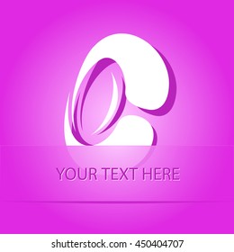 unique abstract forms. Paper purple sticker as bookmark. Vector illustration.