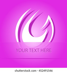 unique abstract forms. Paper purple sticker as bookmark. Vector illustration.