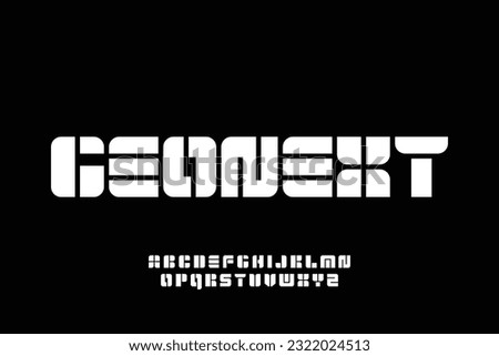 Unique abstract geometric display font alphabet vector. Modern grotesque typography typeface style illustration