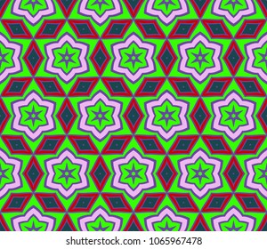 Unique, abstract geometric pattern. Color vector illustration. For design, wallpaper, background. Seamless